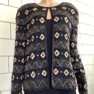 Vintage Papell Boutique Evening silk beaded jacket, size large